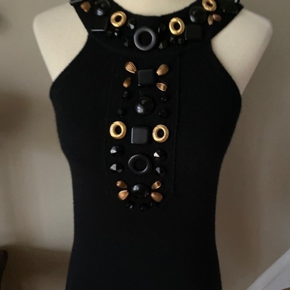 Milly Of  New York Black Cashmere Beaded Cocktail - Picture 6 of 8